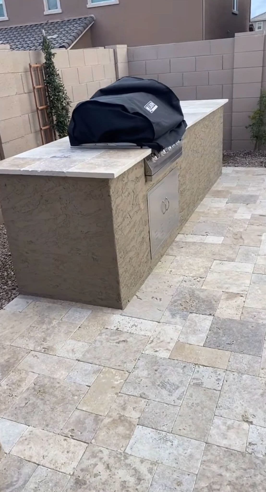 Travertine finish patio